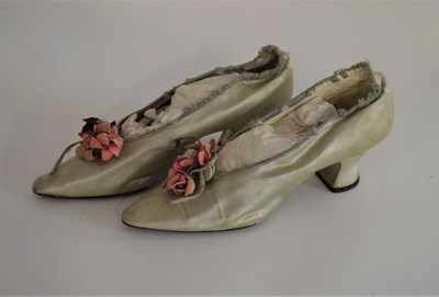 Lot 15 - A pair of 19th/20th century pale green satin...