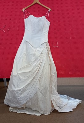 Lot 64 - A cream silk two piece wedding dress by Val...