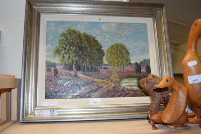 Lot 644 - STUDY OF A HEATHLAND LANDSCAPE, OIL ON BOARD,...