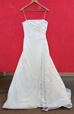 Lot 60 - A cream satin wedding gown by Mon Cheri, with...