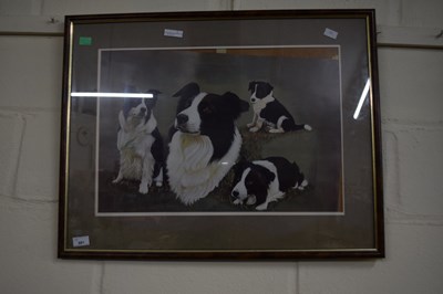 Lot 681 - COLOURED PRINT OF BORDER COLLIES, F/G