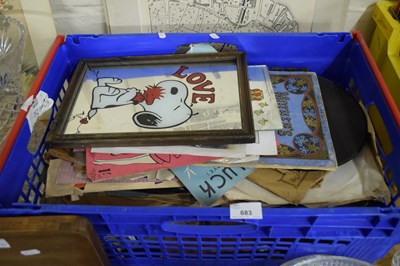 Lot 683 - BOX OF 78RPM RECORDS, SNOOPY MIRRORS AND OTHER...