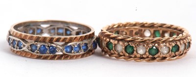 Lot 71 - Two gemset eternity rings, the first a 9ct...