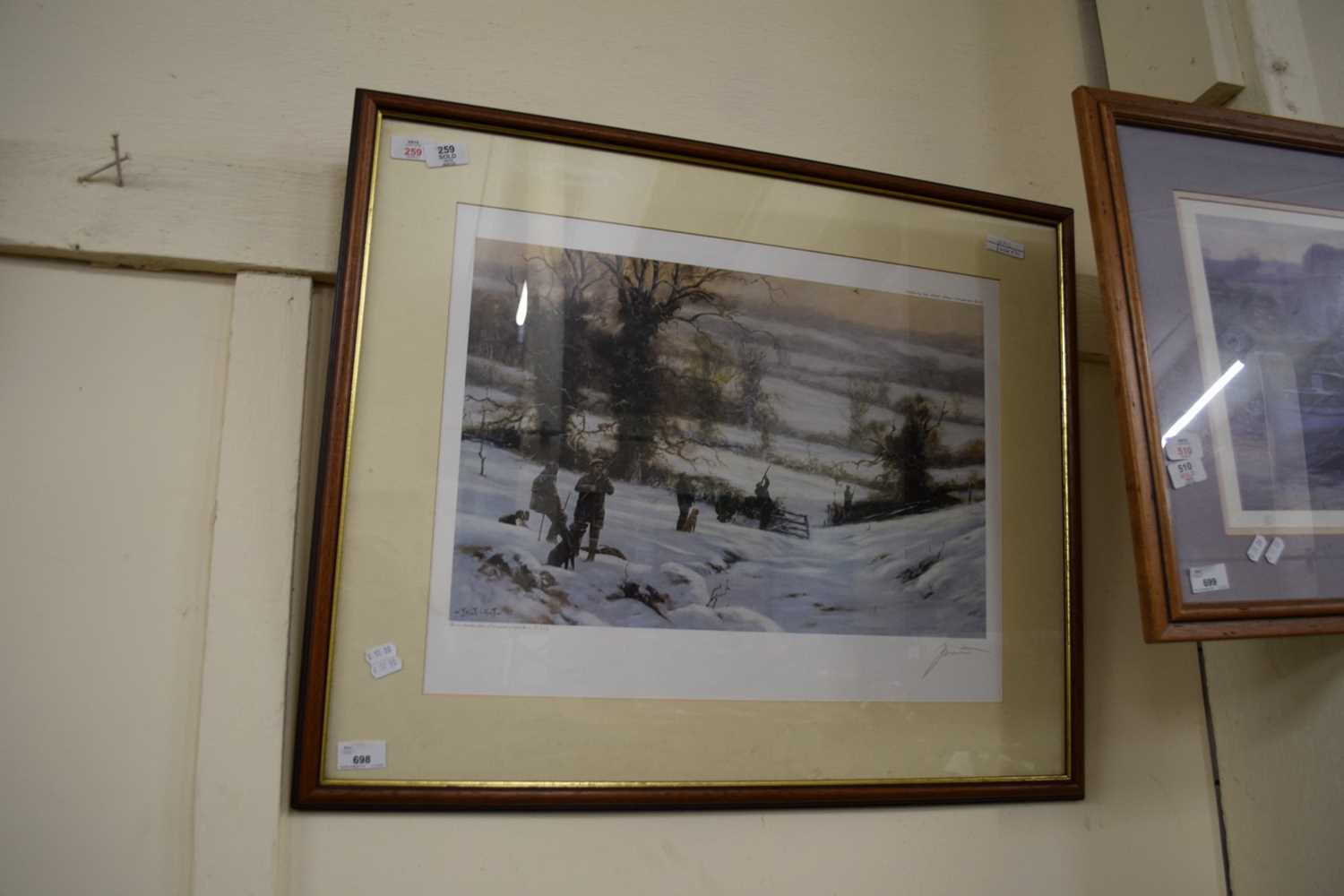 Lot 698 - JOHN TRICKETT, COLOURED PRINT, WINTER SHOOTING...