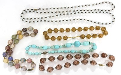 Lot 222A - Five Murano glass bead necklaces, to include a...