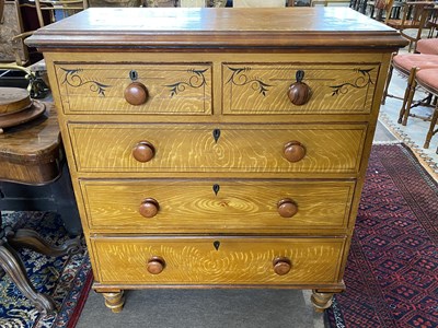 Lot 554 - Victorian scumbled woodgrain finish pine chest...