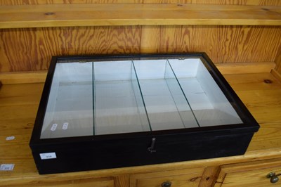 Lot 310 - SMALL BLACK PAINTED WOODEN DISPLAY CABINET,...