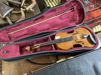 Lot 569 - 20th Century students violin together with...