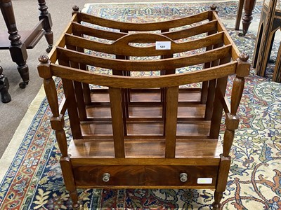 Lot 581 - Reproduction mahogany Canterbury magazine rack...