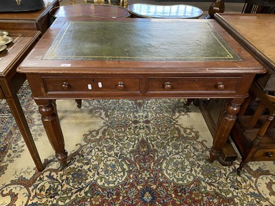 Lot 584 - Victorian mahogany two drawer writing table...