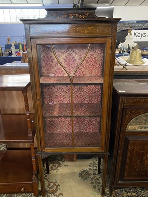 Lot 589 - Edwardian mahogany and inlaid china display...