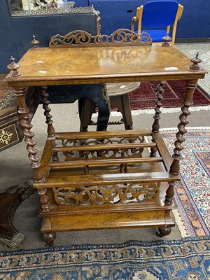 Lot 592 - Victorian burr/walnut combination canterbury...