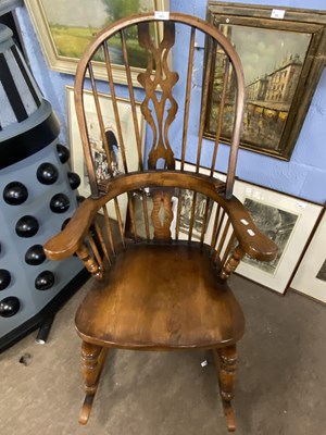 Lot 605 - Good quality 20th Century oak rocking chair...