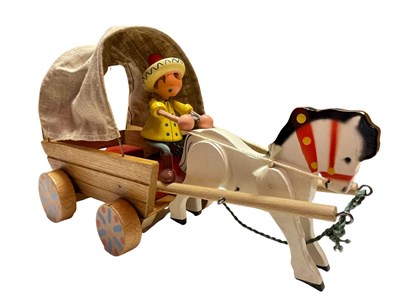 Lot 365 - A hand-painted wooden horse-drawn wagon with...