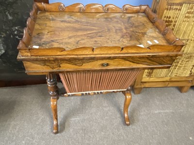 Lot 645 - Victorian rosewood sewing table with galleried...