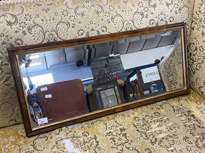 Lot 651 - Walnut framed rectangular bevelled wall mirror,...