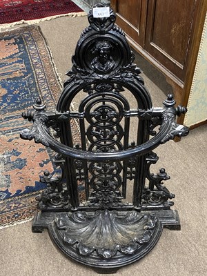 Lot 663 - Victorian cast iron umbrella and stick stand...