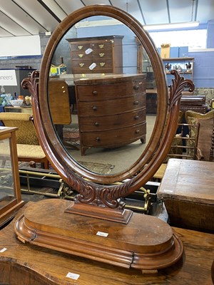 Lot 668 - Large Victorian dressing table mirror of oval...