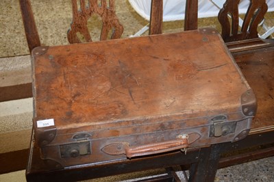 Lot 335 - SMALL BROWN LEATHER SUITCASE, 56CM WIDE