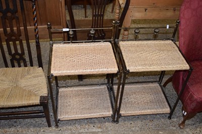 Lot 340 - PAIR OF METAL FRAMED AND SISAL TWO-TIER...