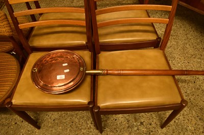 Lot 426 - VICTORIAN COPPER BED WARMING PAN ON TURNED HANDLE