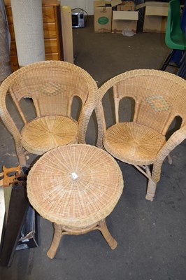 Lot 756 - WICKER CONSERVATORY CHAIR WITH A SMALL WICKER...