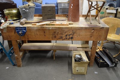 Lot 765 - LARGE HEAVY DUTY WORKSHOP BENCH, WIDTH APPROX...