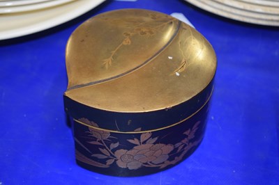 Lot 166 - Japanese lacquer box of shaped form with a...