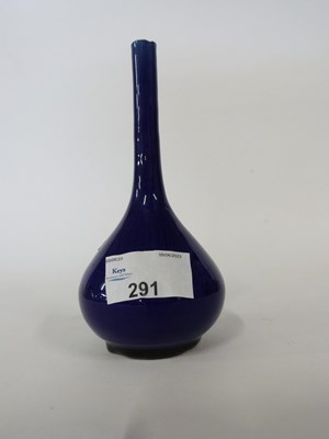 Lot 291 - Pottery vase with a blue glaze of teardrop...