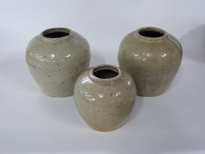 Lot 300 - Group of three Chinese provincial pottery jars...