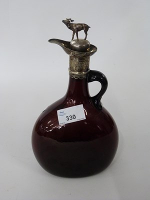 Lot 330 - Bristol amethyst coloured glass decanter with...