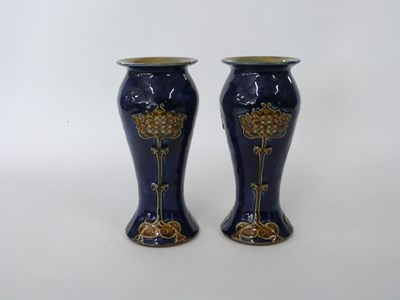 Lot 336 - Pair of Royal Doulton Art Nouveau vases, the...