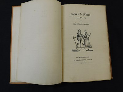 Lot 193 - FRANCIS MEYNELL: POEMS & PIECES 1911 TO 1961,...