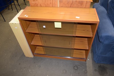 Lot 818 - TEAK FINISH GLAZED BOOKCASE, WIDTH 92CM,...