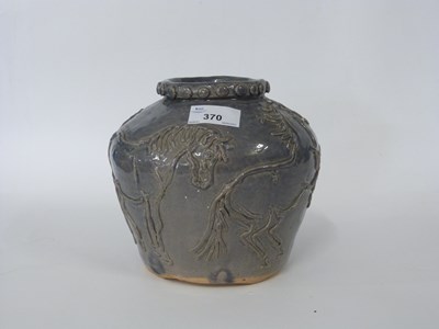 Lot 370 - Studio Pottery vase, the grey ground decorated...