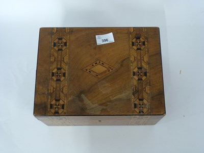 Lot 396 - 19th Century walnut box with inlaid stringing