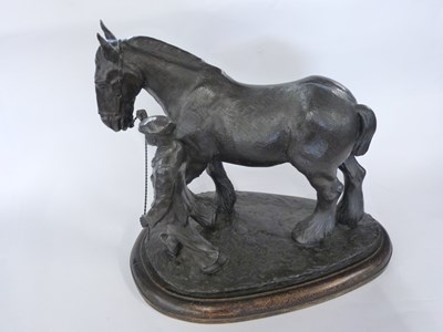 Lot 413 - Large carved wooden model of a shire horse...