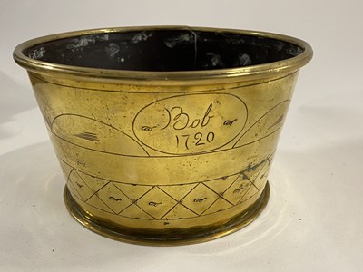 Lot 421A - An unusual brass bowl with inscription For Bob...