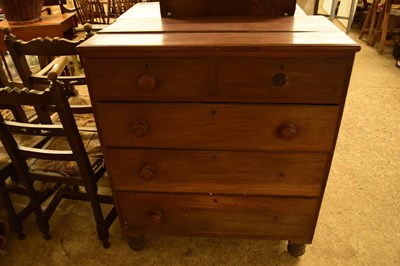 Lot 434 - VICTORIAN MAHOGANY FIVE DRAWER CHEST, 92CM WIDE