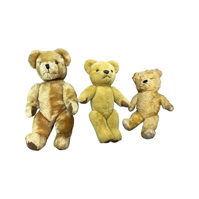 Lot 311 - A trio of vintage teddy bears, to include: - A...