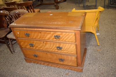 Lot 355 - LATE VICTORIAN SATINWOOD THREE DRAWER CHEST,...