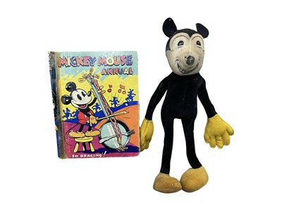 Lot 82 - A 1930s Mickey Mouse soft toy, with poseable...