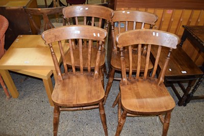 Lot 358 - SET OF STAINED BEECHWOOD SLAT BACK KITCHEN CHAIRS