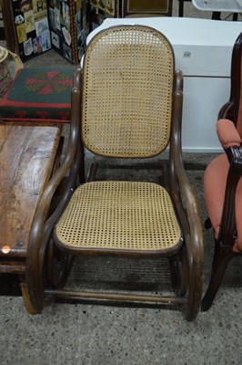 Lot 362 - BENTWOOD FRAME CANE SEATED AND BACKED ROCKING...