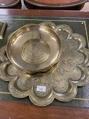 Lot 713 - Group of three pieces of Indian brass ware...