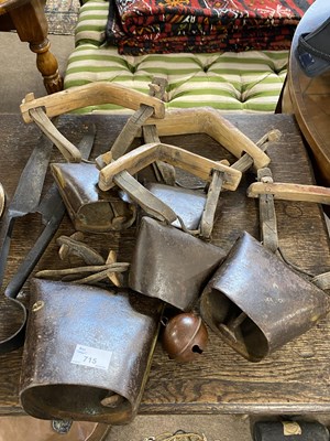 Lot 715 - Group of five various vintage iron sheep bells...