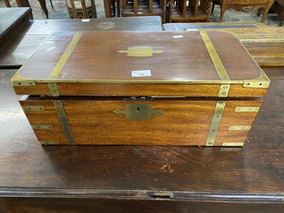 Lot 718 - 19th Century brass bound writing box of hinged...