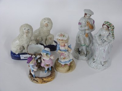 Lot 498 - Group of English continental porcelain figures...