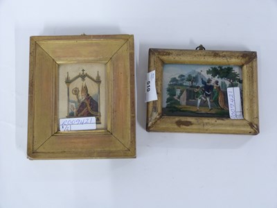 Lot 510 - Two small pictures in gilt frames one of St...