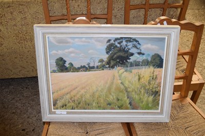 Lot 377 - IAN LYON, STUDY OF A CORNFIELD WITH FIGURES,...